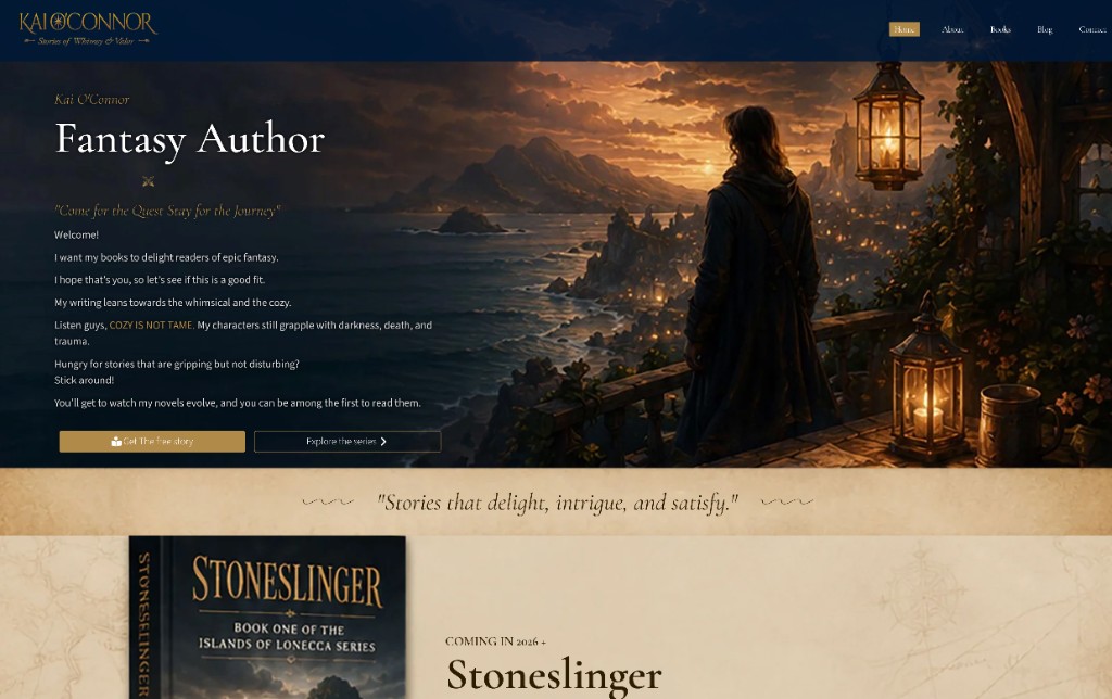 Kai O'Connor fantasy author website by Onealsweb