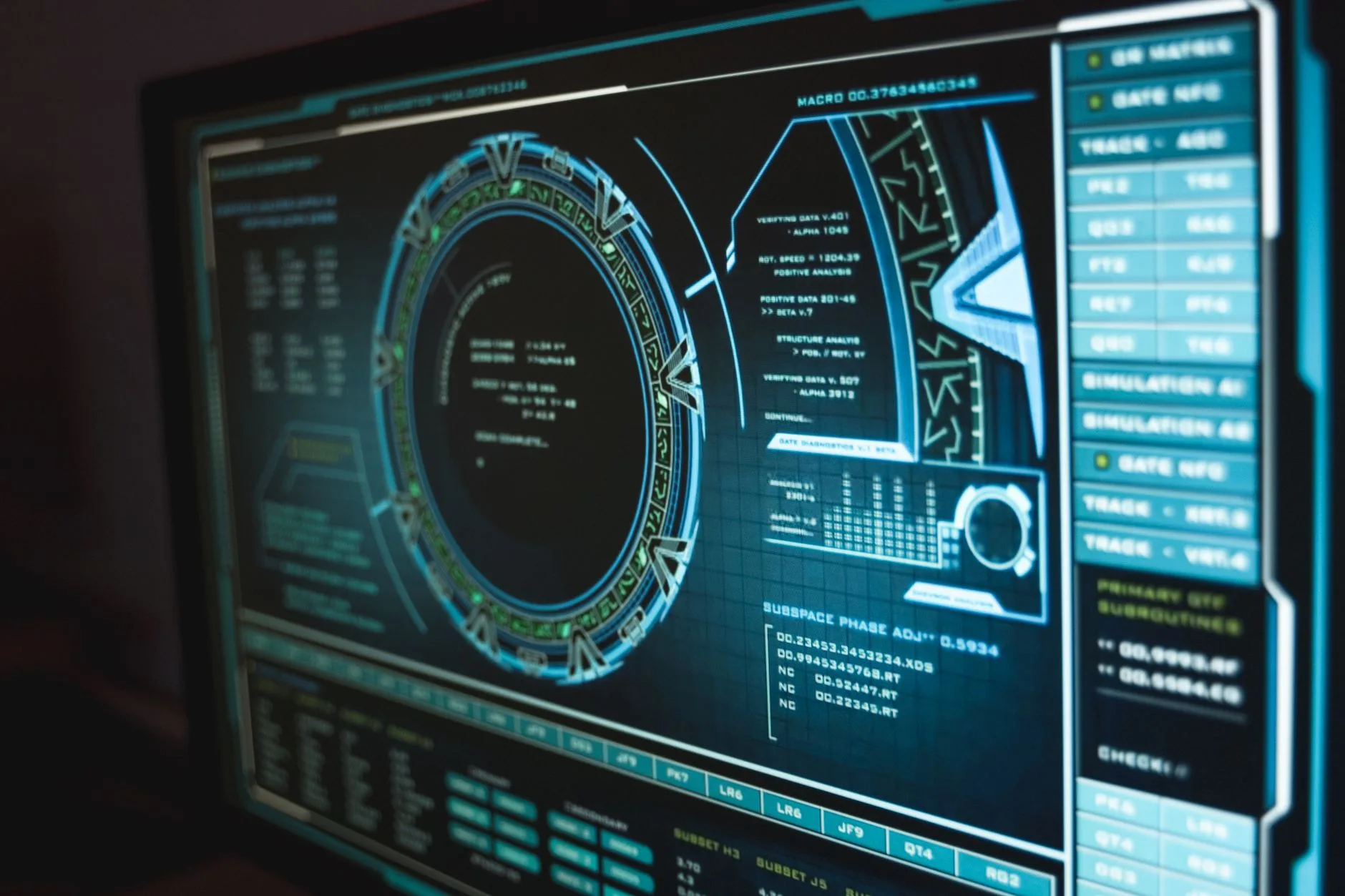 Close up view of a high tech computer interface displaying cyber security data, enhancing digital protection.